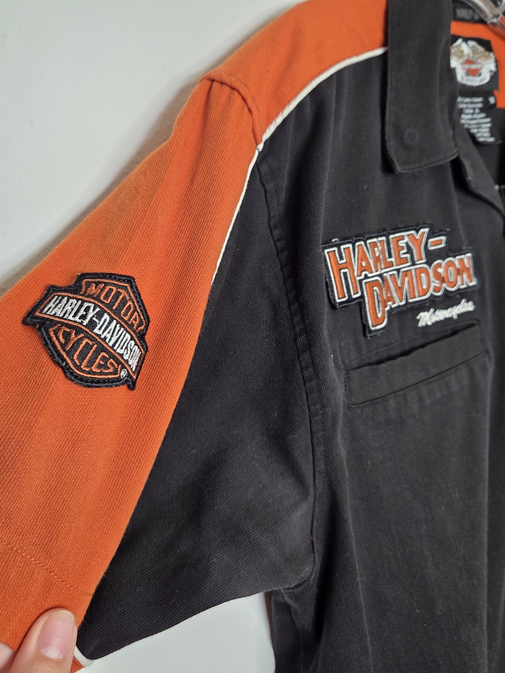 Harley-Davidson Motorcycle 2009 Black and Orange Short Sleeve Button-Down Shirt - Picture 3 of 7
